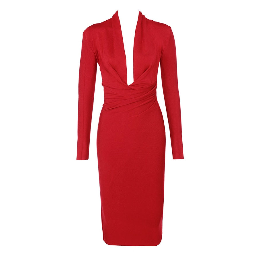 Bodycon Elastic Midi Bandage Dress