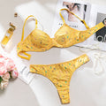 Cross-border  Sexy Knitted Floral Bra Set