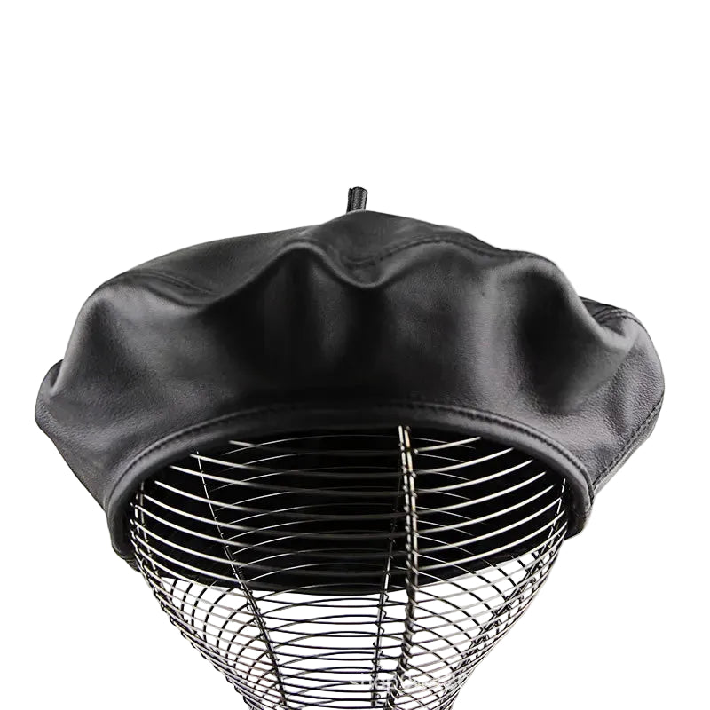 Black Vintage Sheepskin Beret