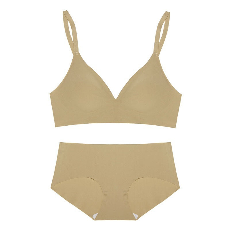 Seamless Outer Expansion Thin No Steel Ring Soft Support Jelly Underwear Set