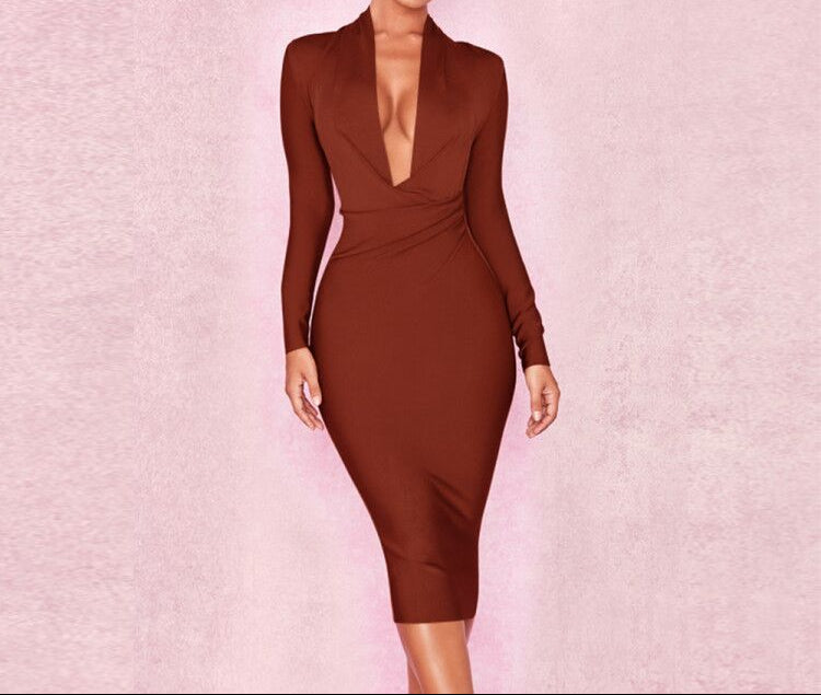 Bodycon Elastic Midi Bandage Dress