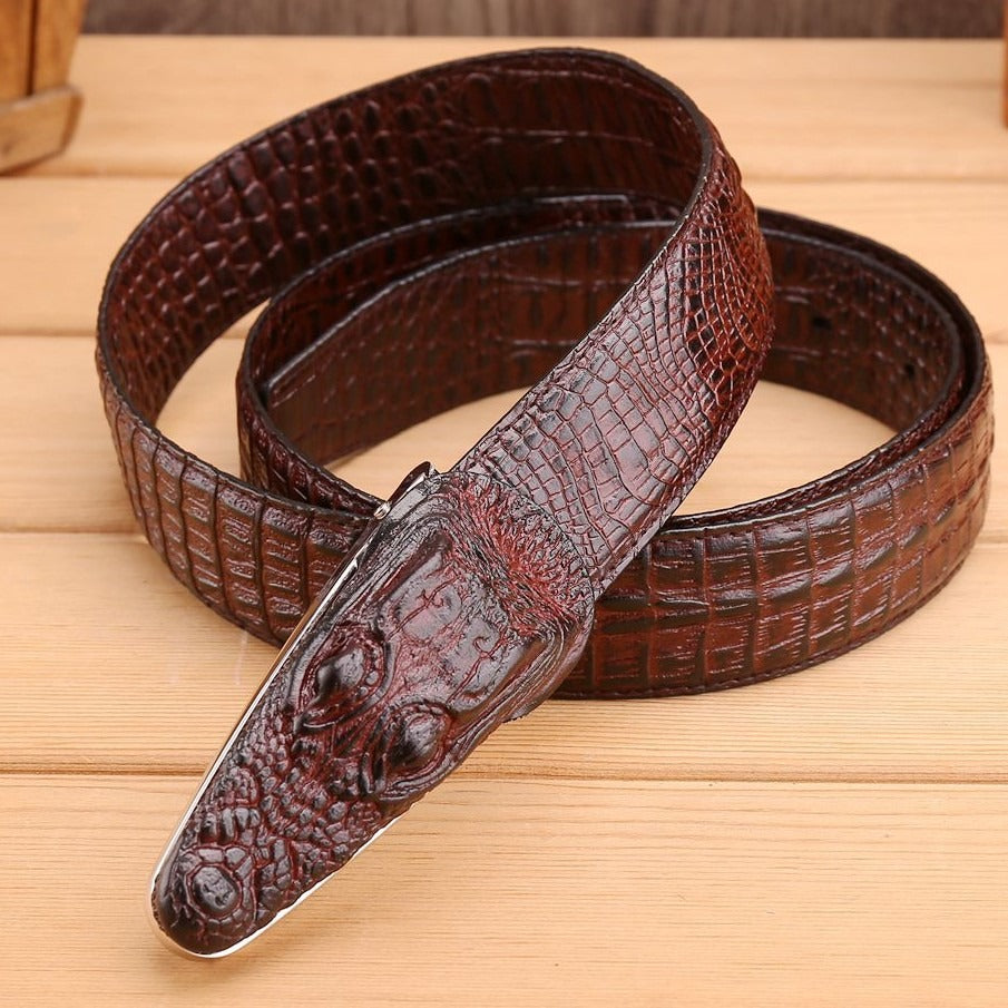 Alligator Design Cowhide Leather Crocodile Belts
