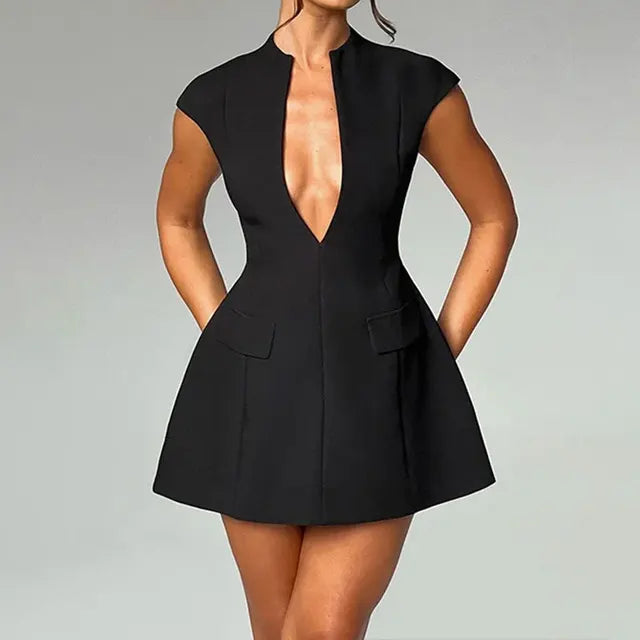 Black Elegant A-line Dress