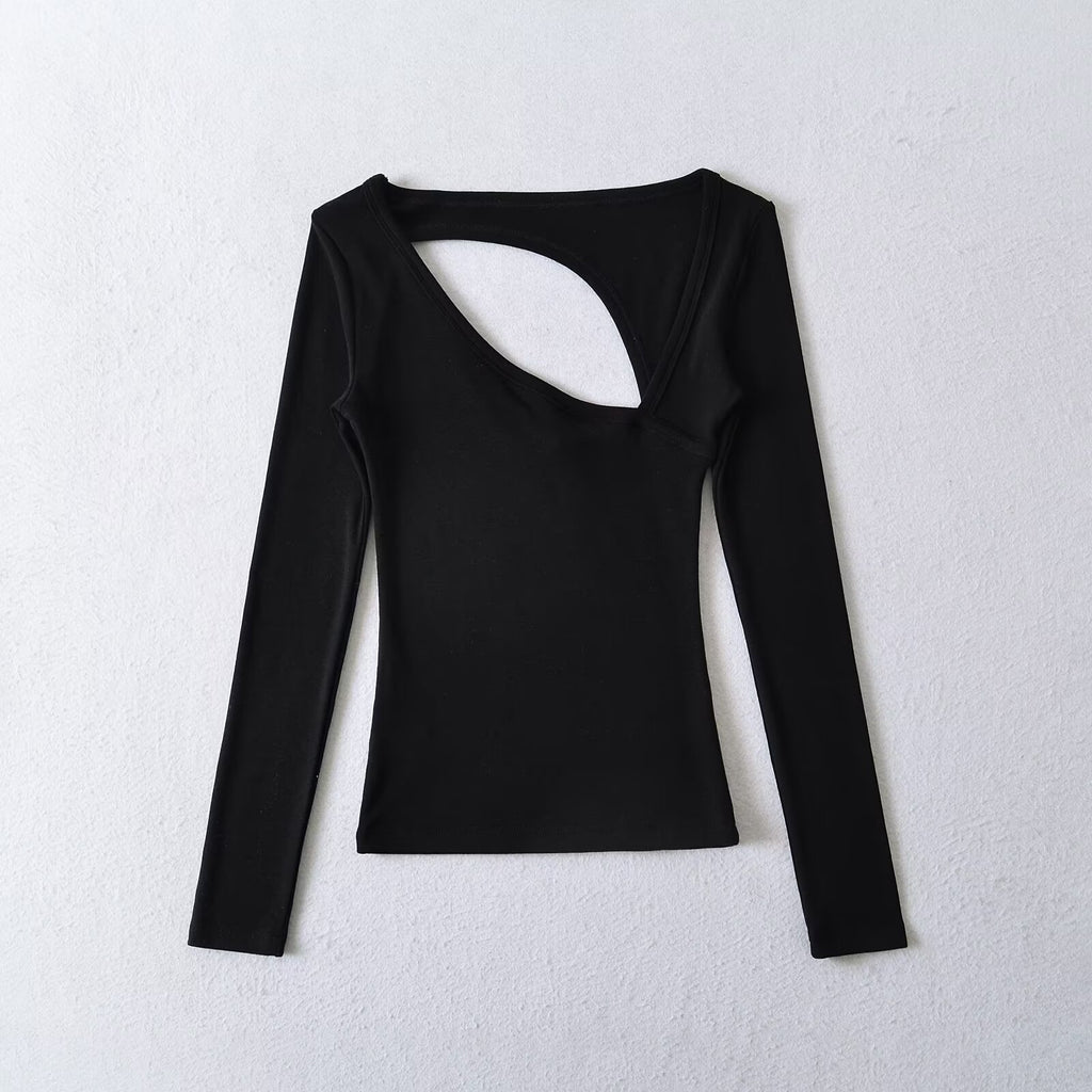 Backless Off-the-Shoulder Long Sleeve Top