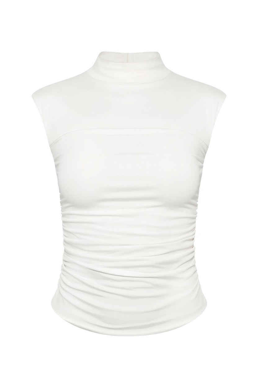 Mock Neck Ruched Tank