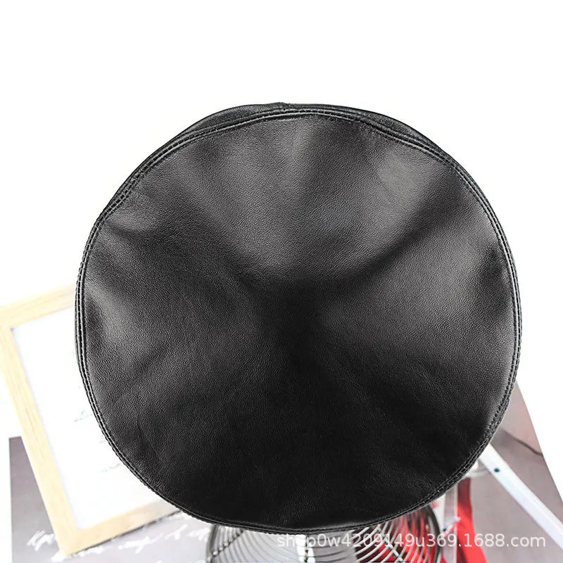 Black Vintage Sheepskin Beret