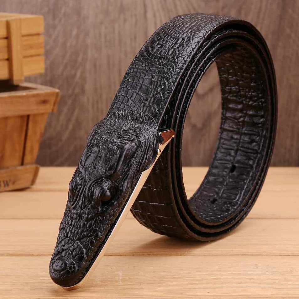 Alligator Design Cowhide Leather Crocodile Belts