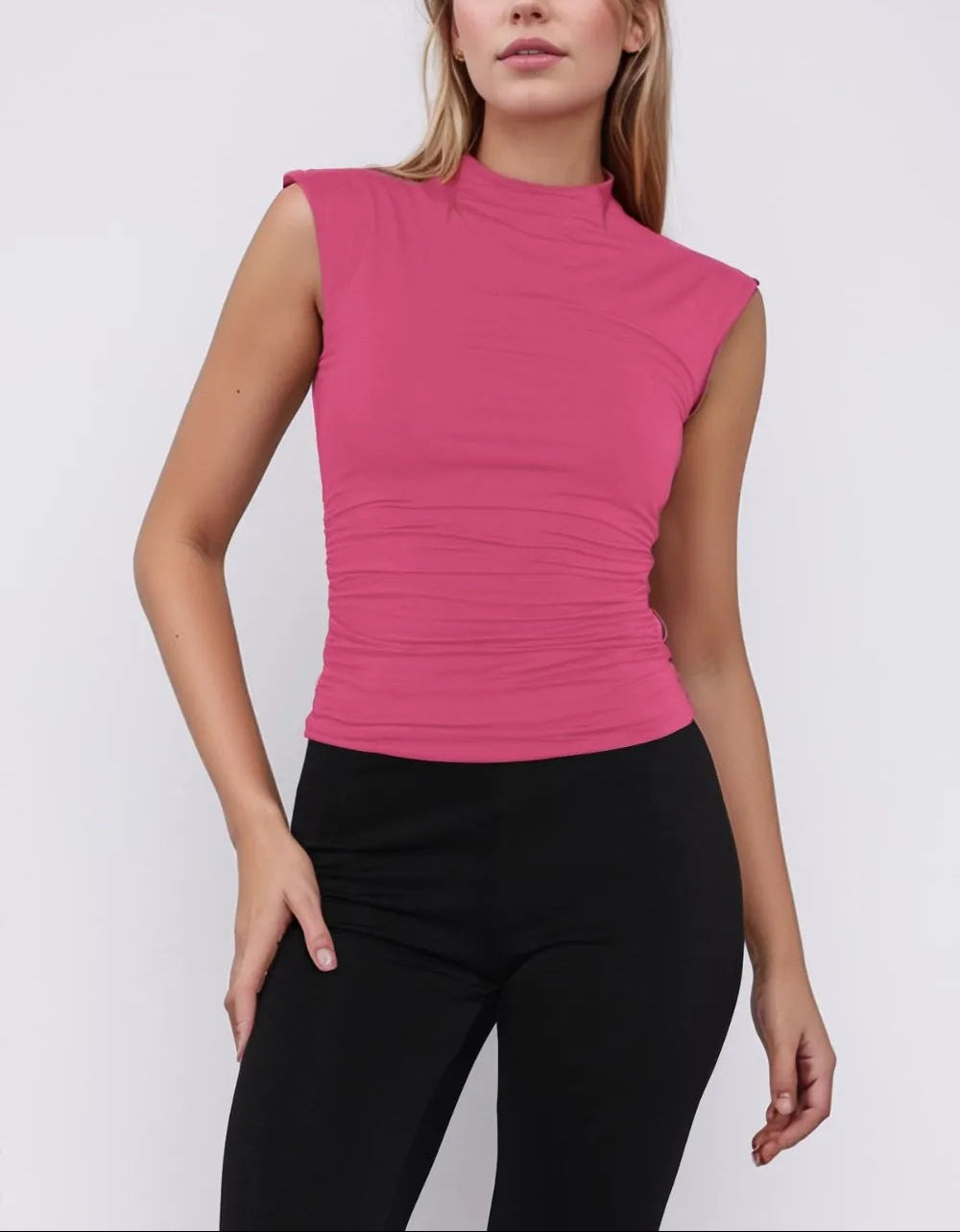Mock Neck Ruched Tank