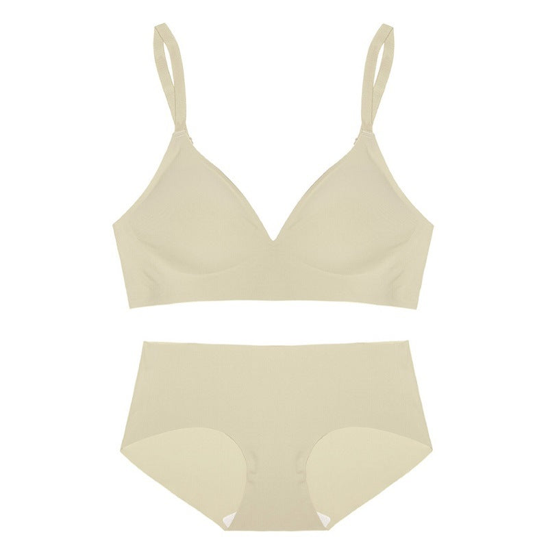 Seamless Outer Expansion Thin No Steel Ring Soft Support Jelly Underwear Set
