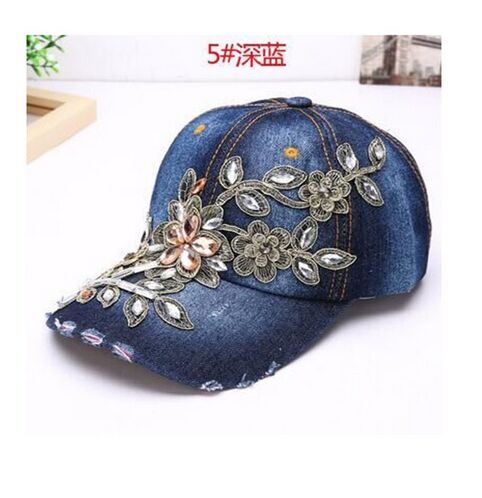 Baseball Cap Diamond Painting Embroidery Flower Denim Snapback Hat