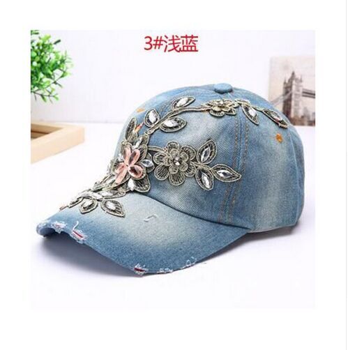 Baseball Cap Diamond Painting Embroidery Flower Denim Snapback Hat