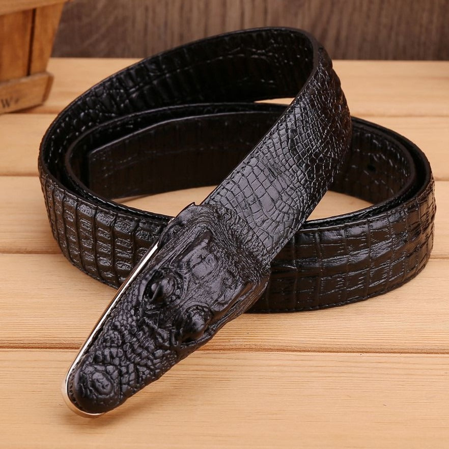 Alligator Design Cowhide Leather Crocodile Belts