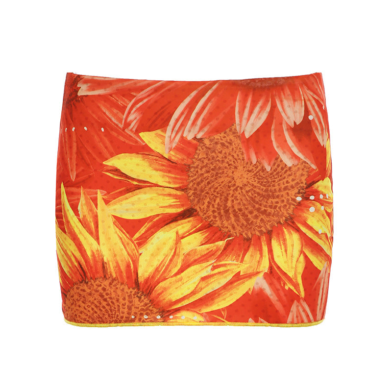 Bali Resort Floral Print Bodycon Skirt