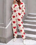 Heart Zip Up Hooded Lounge Jumpsuit