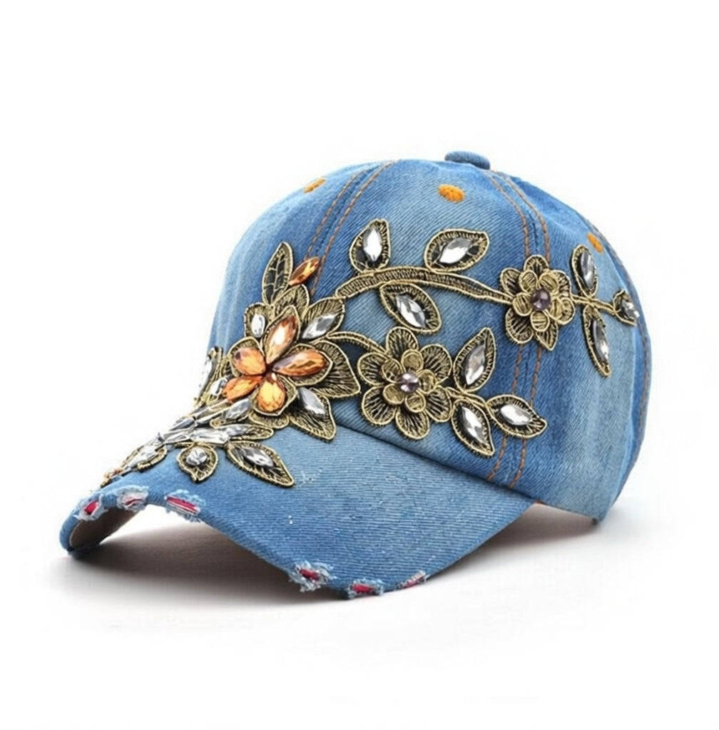 Baseball Cap Diamond Painting Embroidery Flower Denim Snapback Hat